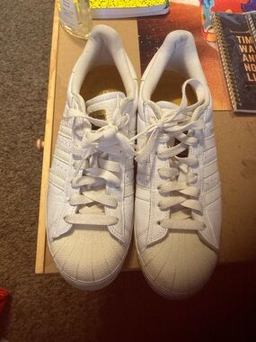 adidas White Leather Low-Top Sneakers with Shell Toe